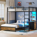 Twin Over Full Bunk Bed with Desk & 4 Storage Drawers, Black N87204