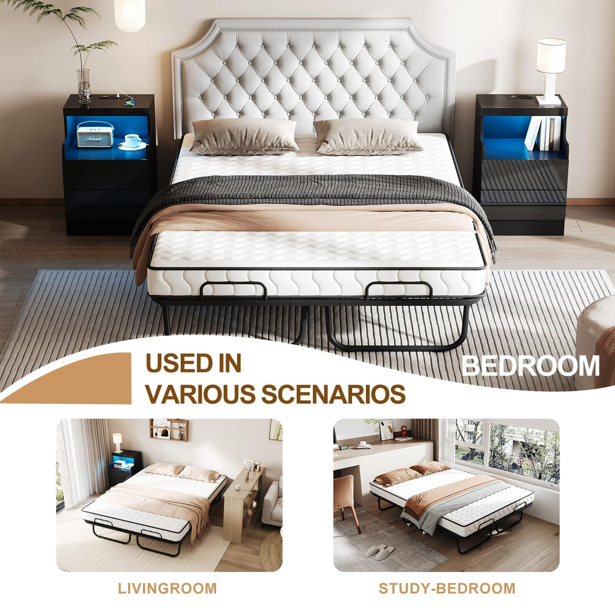 Full Size Folding Bed with 5" Memory Foam Mattress H206