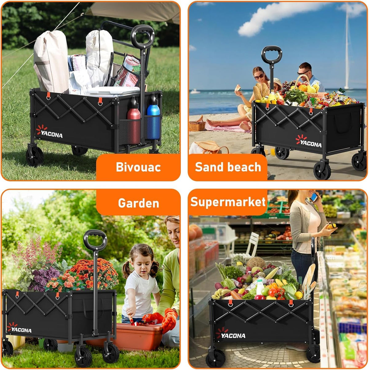 Foldable Lightweight Utility Cart with Wheels Black L3154