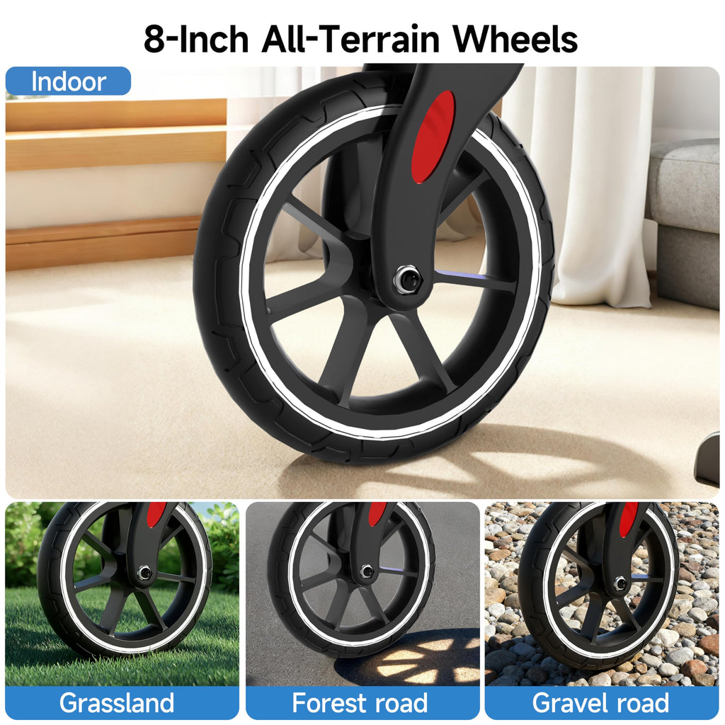 Red Foldable Lightweight Aluminum Rollator Walker with Seat and Brakes N402