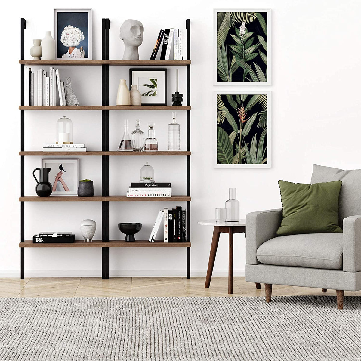 5-Shelf Oak Wood Modern Bookcase T21115