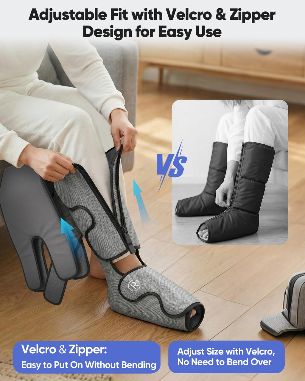 Air Compression Leg Massager with Heat, 9 Intensity, 4 Modes, 3 Heating U223