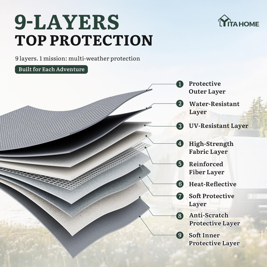 24-27FT Travel Trailer Cover 9-Layers Non-Woven Fabric K380782