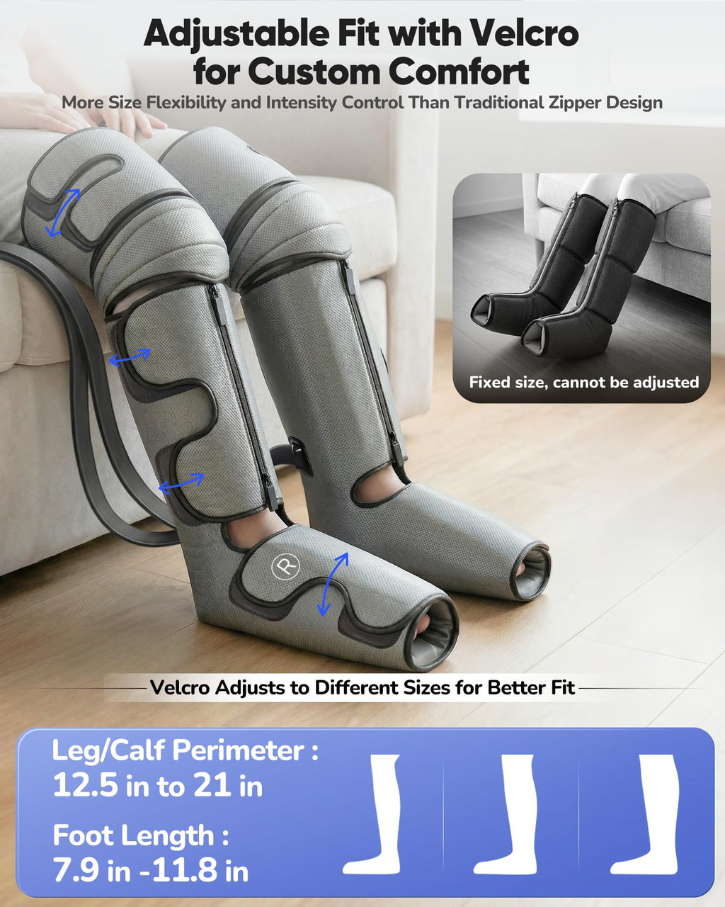 Air Compression Leg Massager with Heat, 9 Intensity, 4 Modes, 3 Heating U223