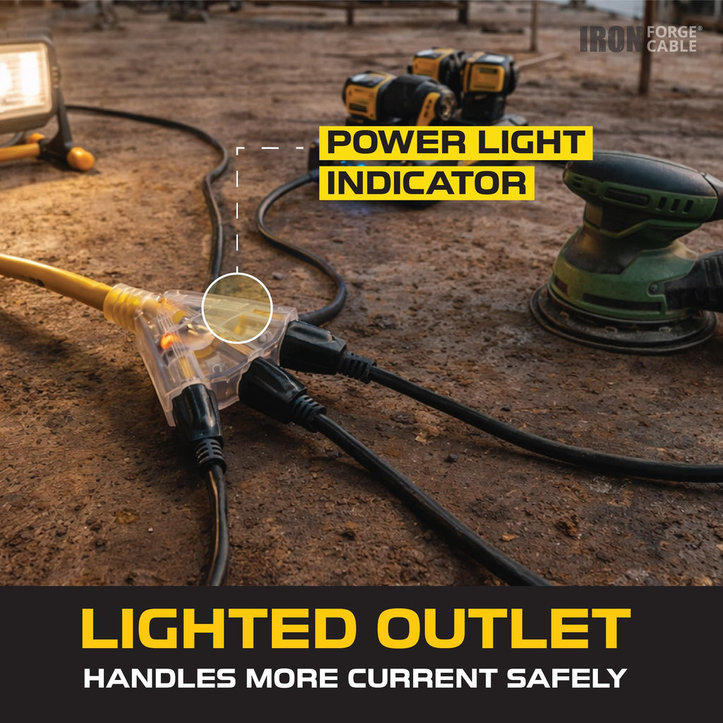50 Foot Lighted Outdoor Extension Cord with 3 Outlets I219927
