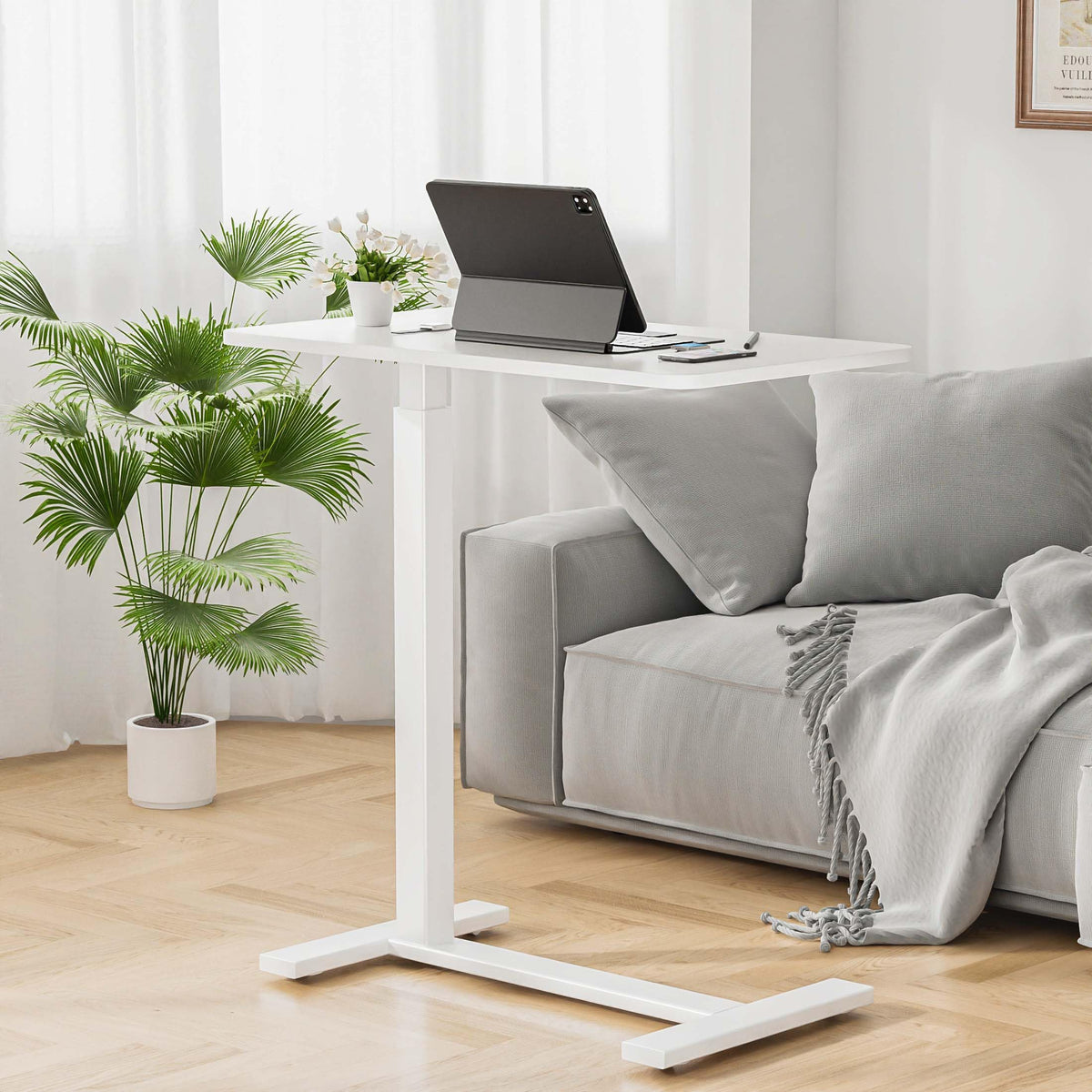 Hospital Over Bed Table with Wheels White J907