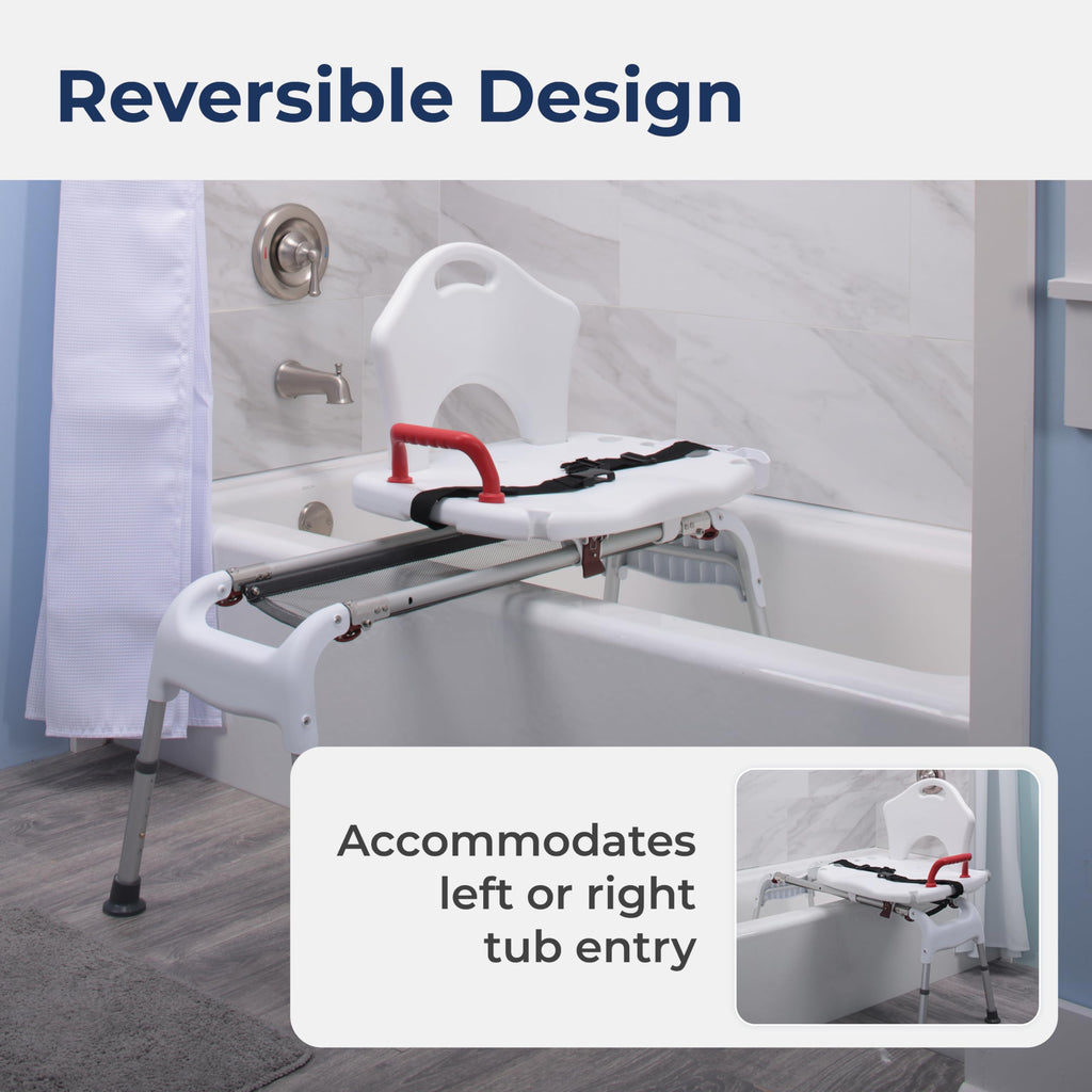 Adjustable Height Sliding Bathtub Transfer Bench Shower Chair Q541862