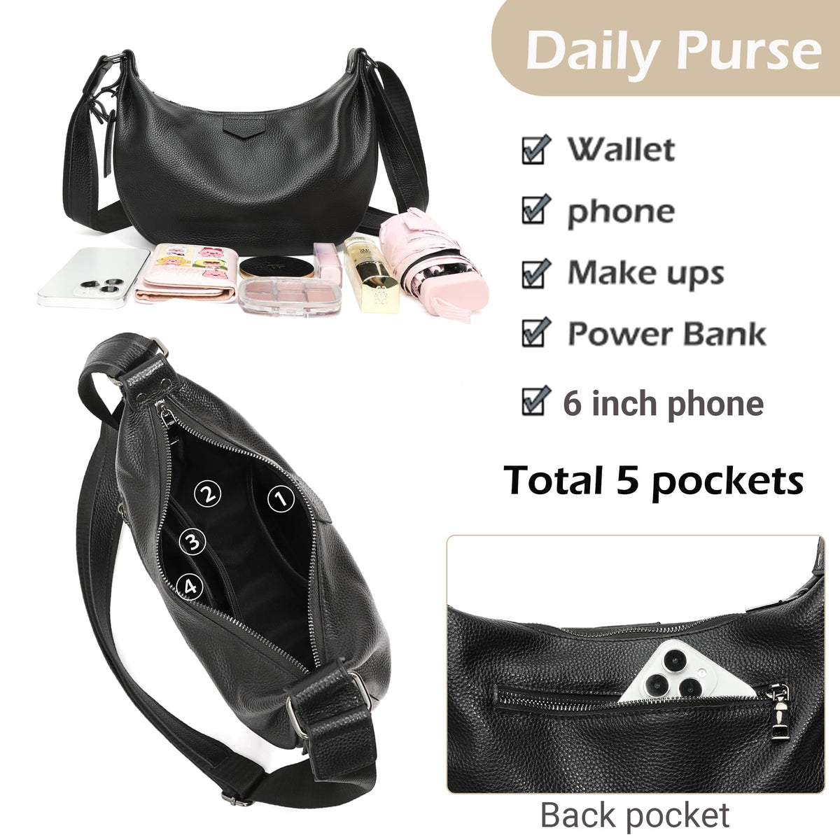 Genuine Leather Crossbody Shoulder Handbag B952