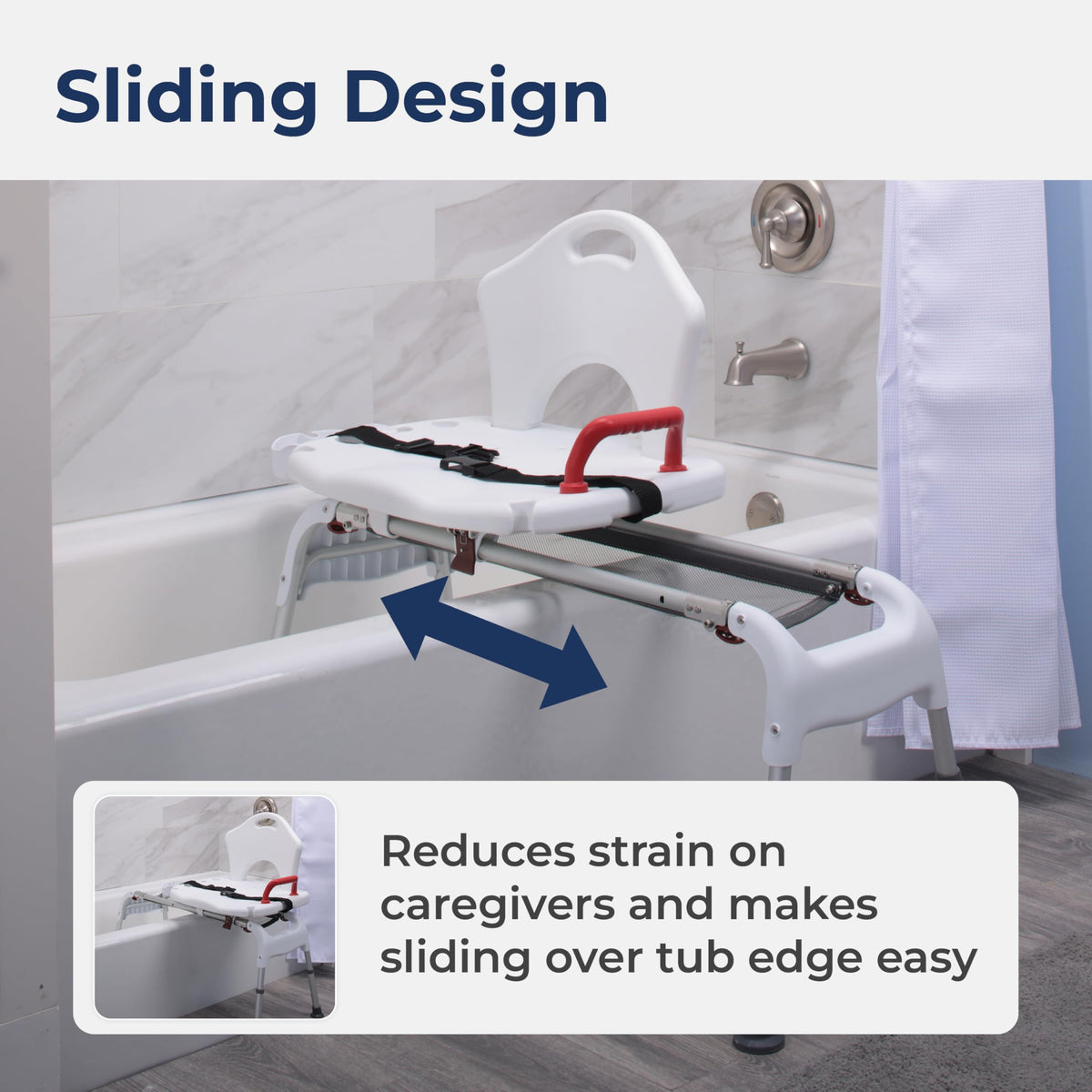 Adjustable Height Sliding Bathtub Transfer Bench Shower Chair Q541862