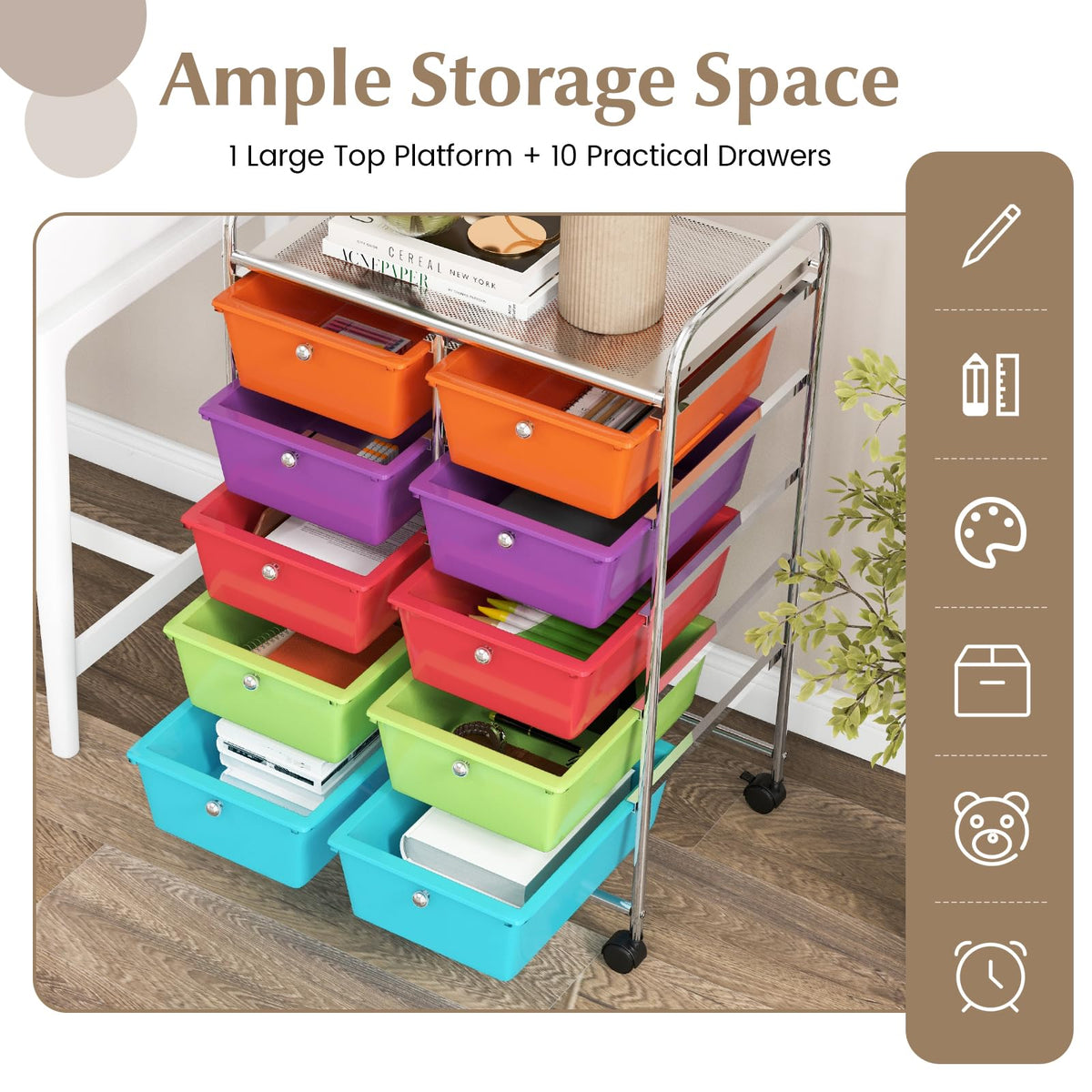 10 Drawer Rolling Storage Cart R5794
