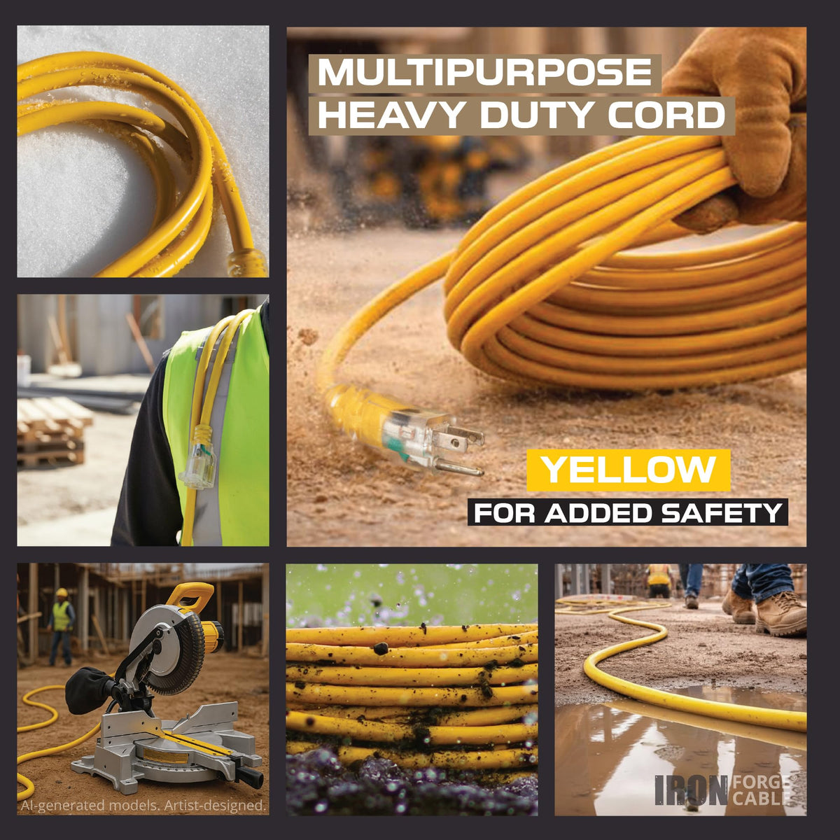 50 Foot Lighted Outdoor Extension Cord with 3 Outlets I219927