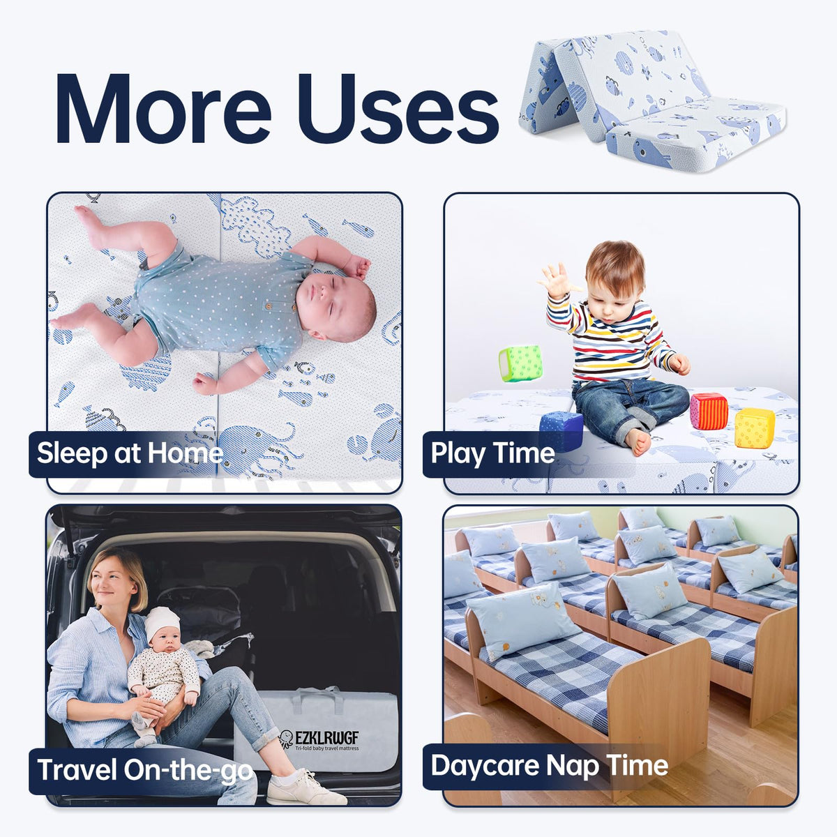 Dual-Sided Memory Foam Trifold Pack and Play Mattress F867182