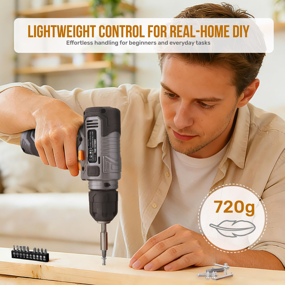 8V Cordless Drill Set & Household Tool Kit C22997