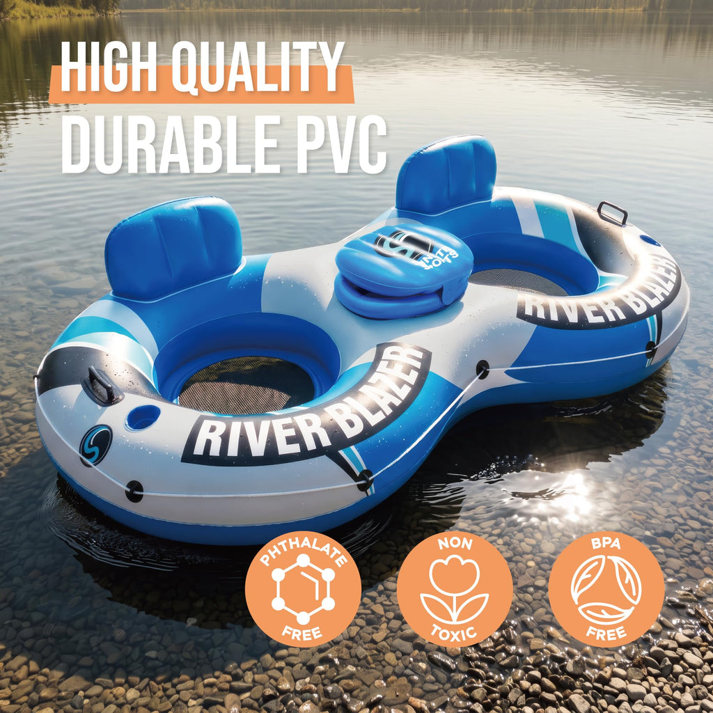 Heavy Duty Inflatable River Tube Float with 2 Cup Holders T512457