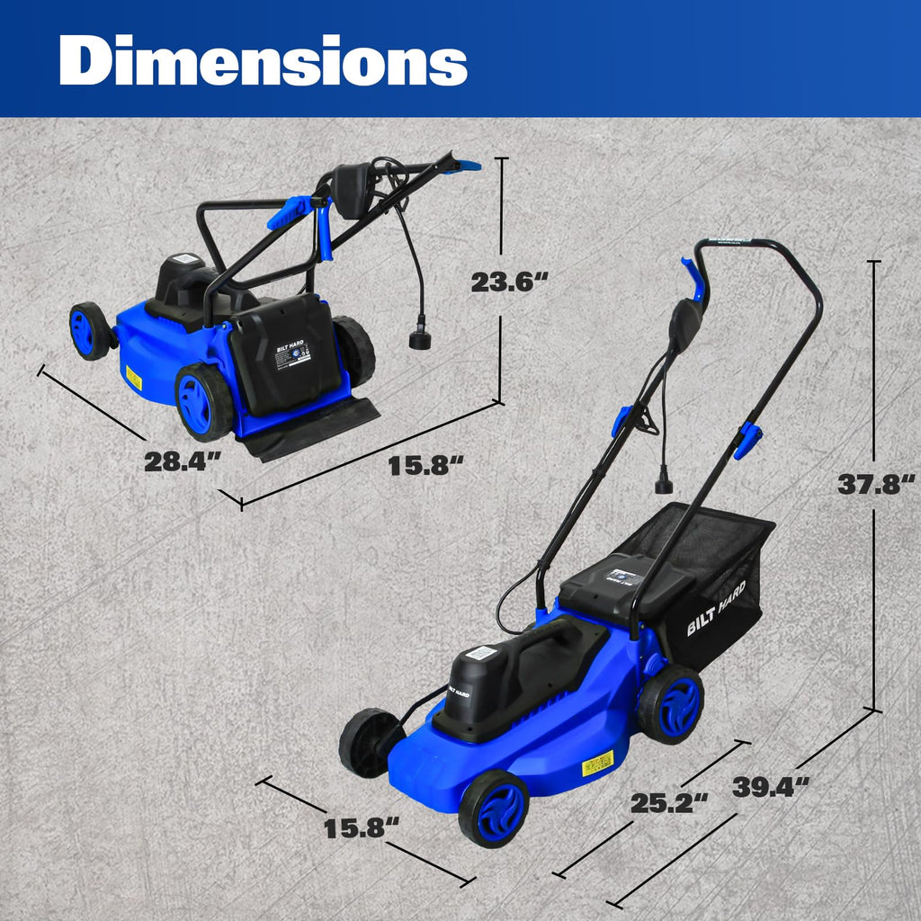 15" Corded Electric Push Mower with 35L Grass Bag N12884