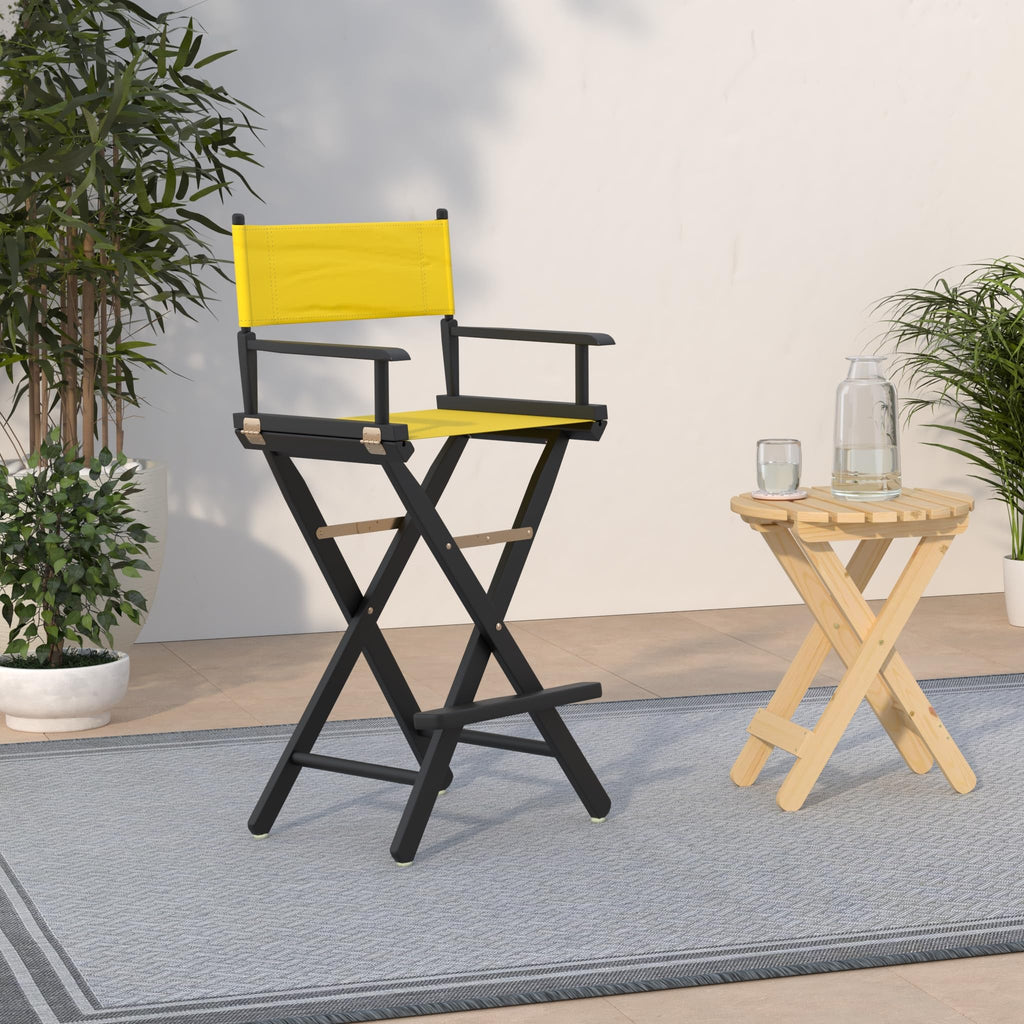 Director Chair Bar Height Black Frame Gold Canvas T9845