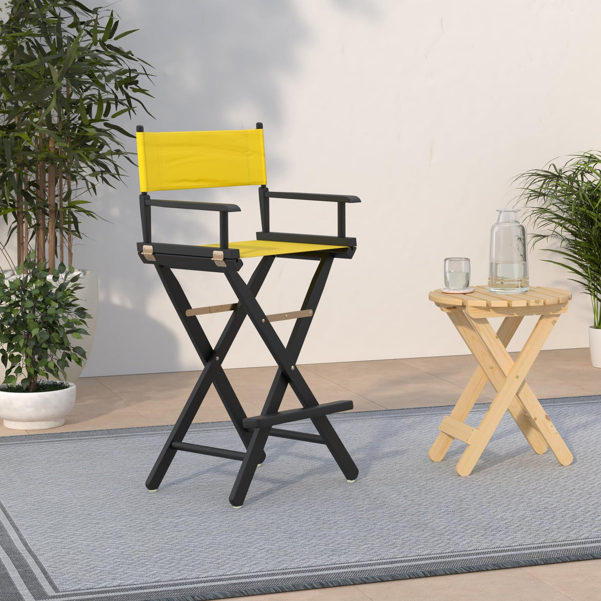 Director Chair Bar Height Black Frame Gold Canvas T9845