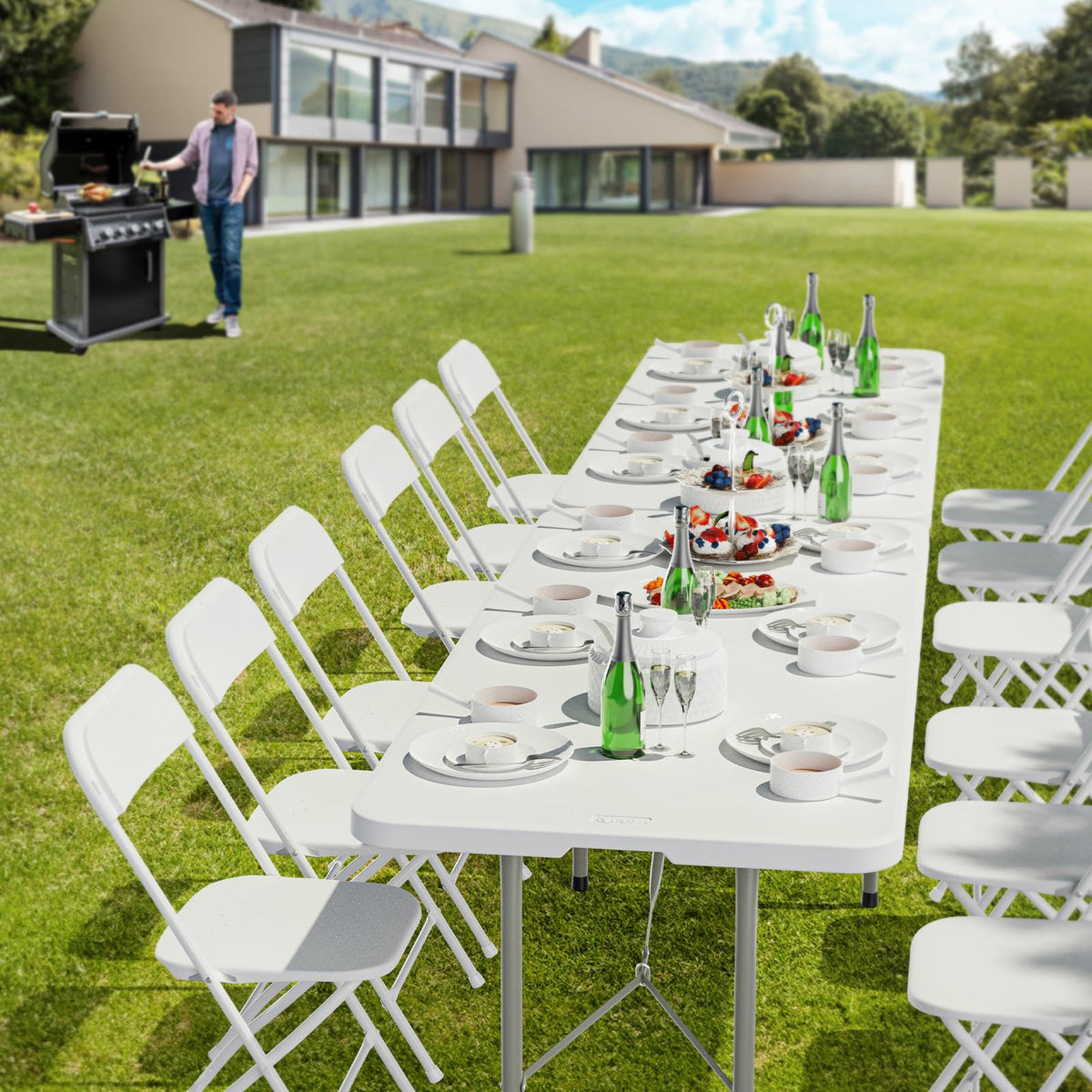 White 6-Foot Portable Plastic Folding Table 2 Pack V8221