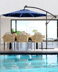 10 ft Navy Blue Cantilever Umbrella with Solar Lights I4929