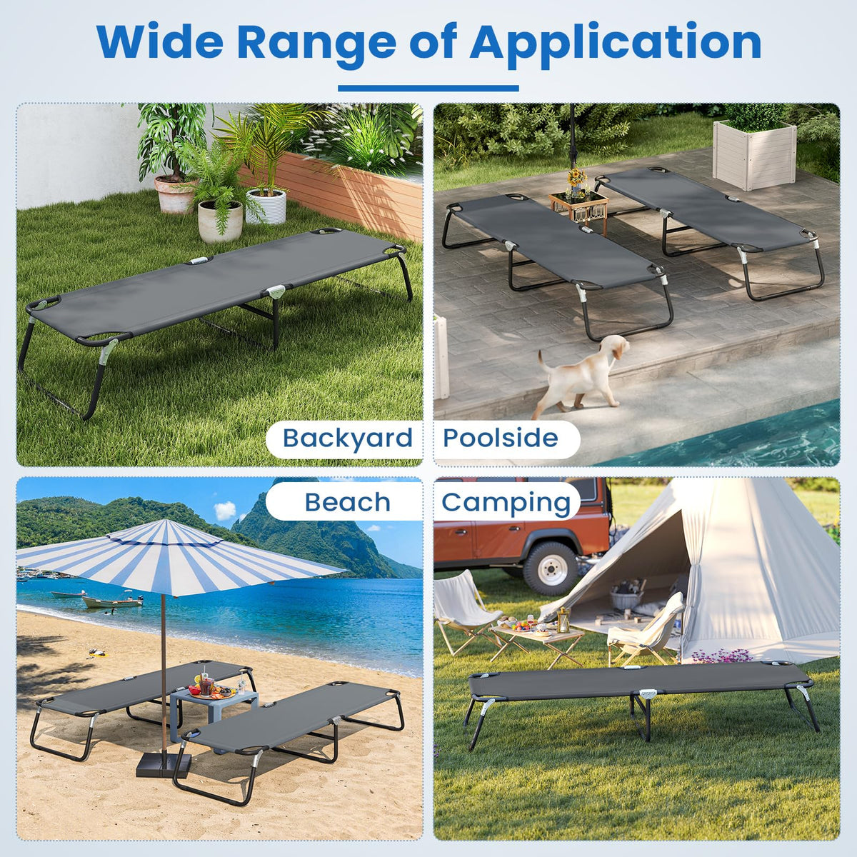 Folding Camping Cot Portable Ultralight Compact Sleeping Cot Bed Oxford Fabric L107538