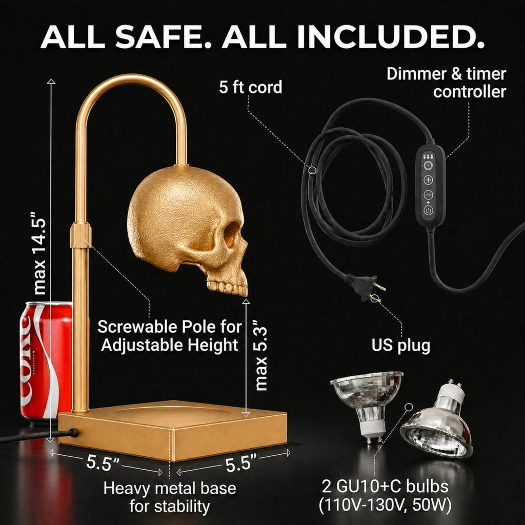 Skull Candle Warmer Lamp with Timer and Dimmer F2826