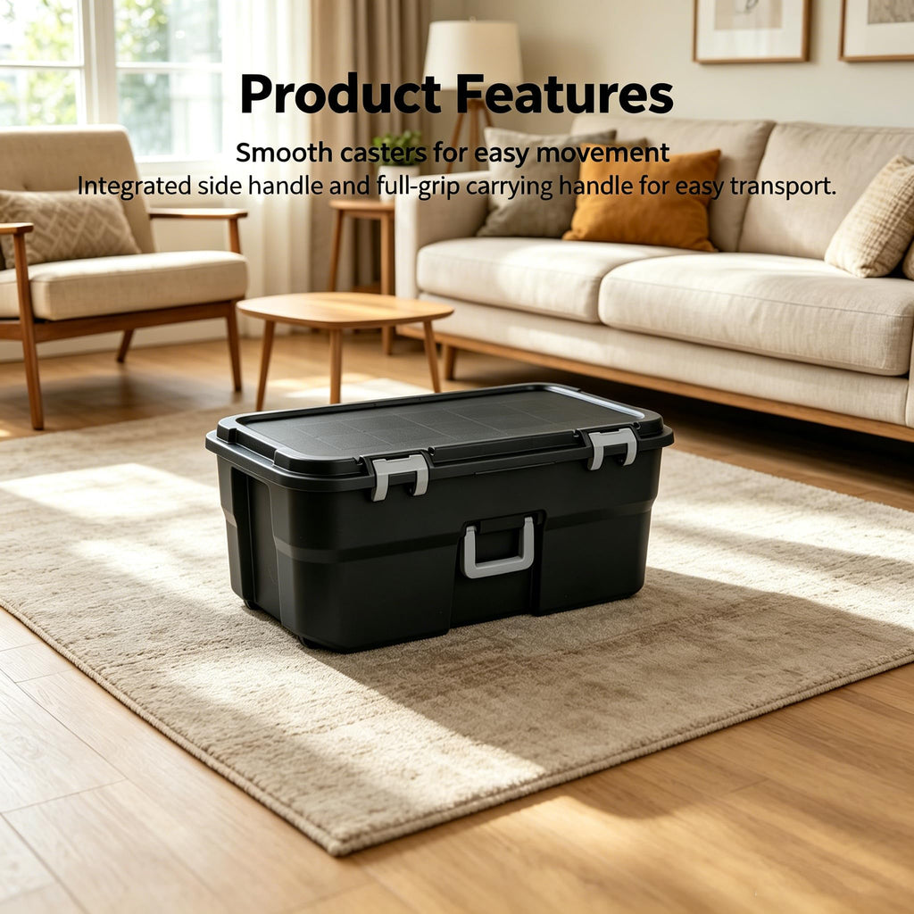 Black 22 Gal Wheeled Polypropylene Storage Trunk F2219