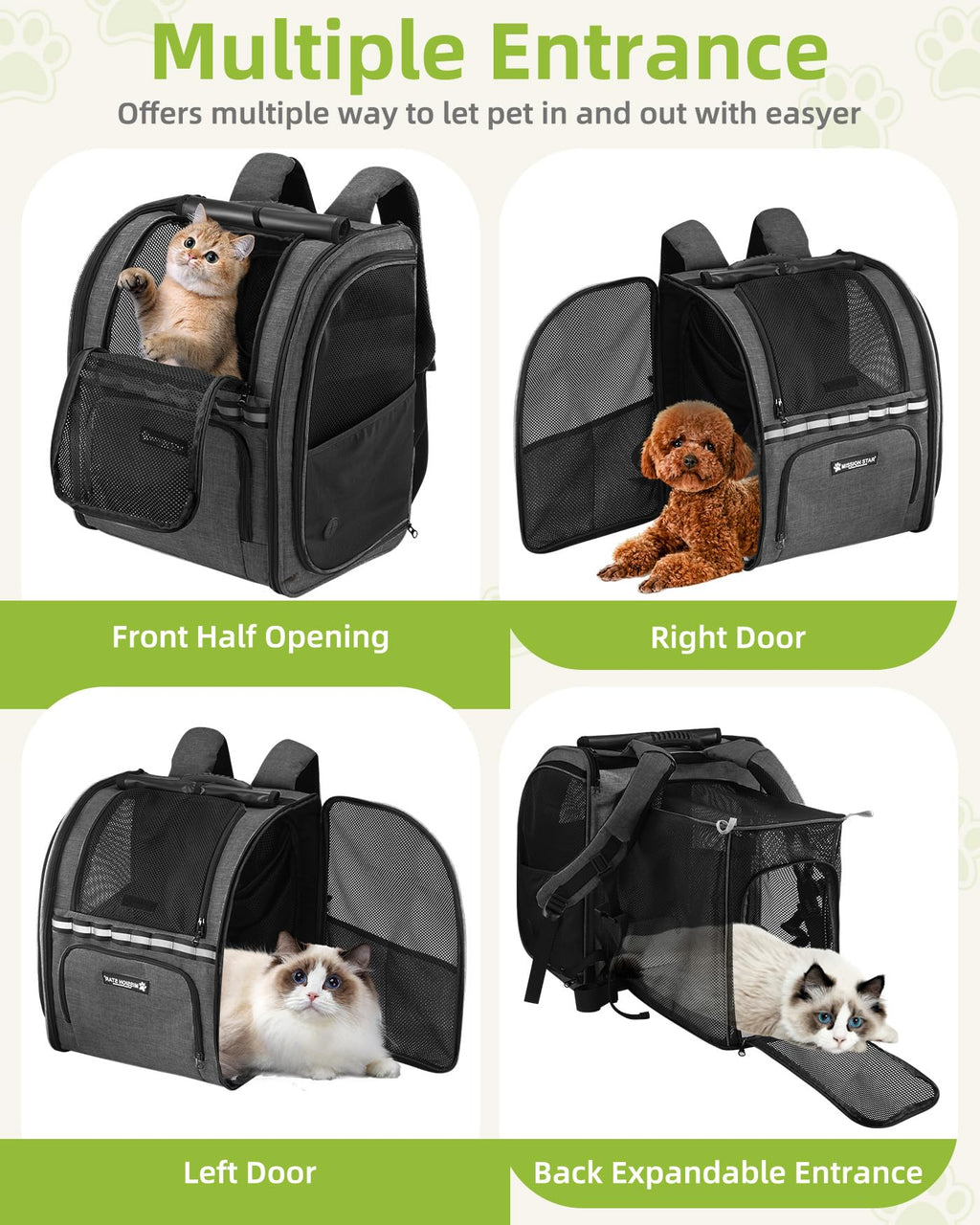 Expandable Breathable Mesh Cat Dog Carrier Backpack N6415
