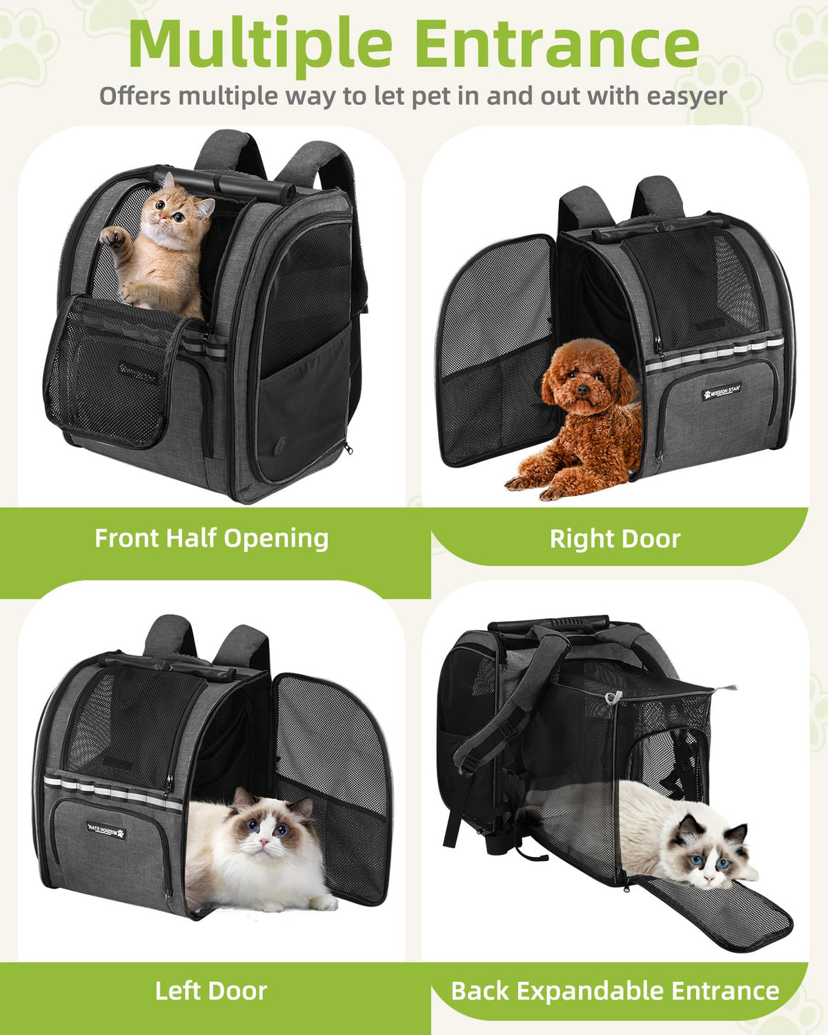 Expandable Breathable Mesh Cat Dog Carrier Backpack N6415