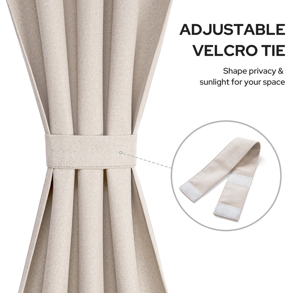 100% Blackout Linen Door Curtains 26x72 Inch J272693