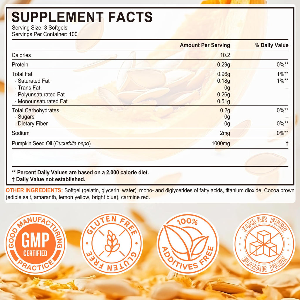 Pumpkin Seed Oil Capsules 1000mg 300 Softgels Z218