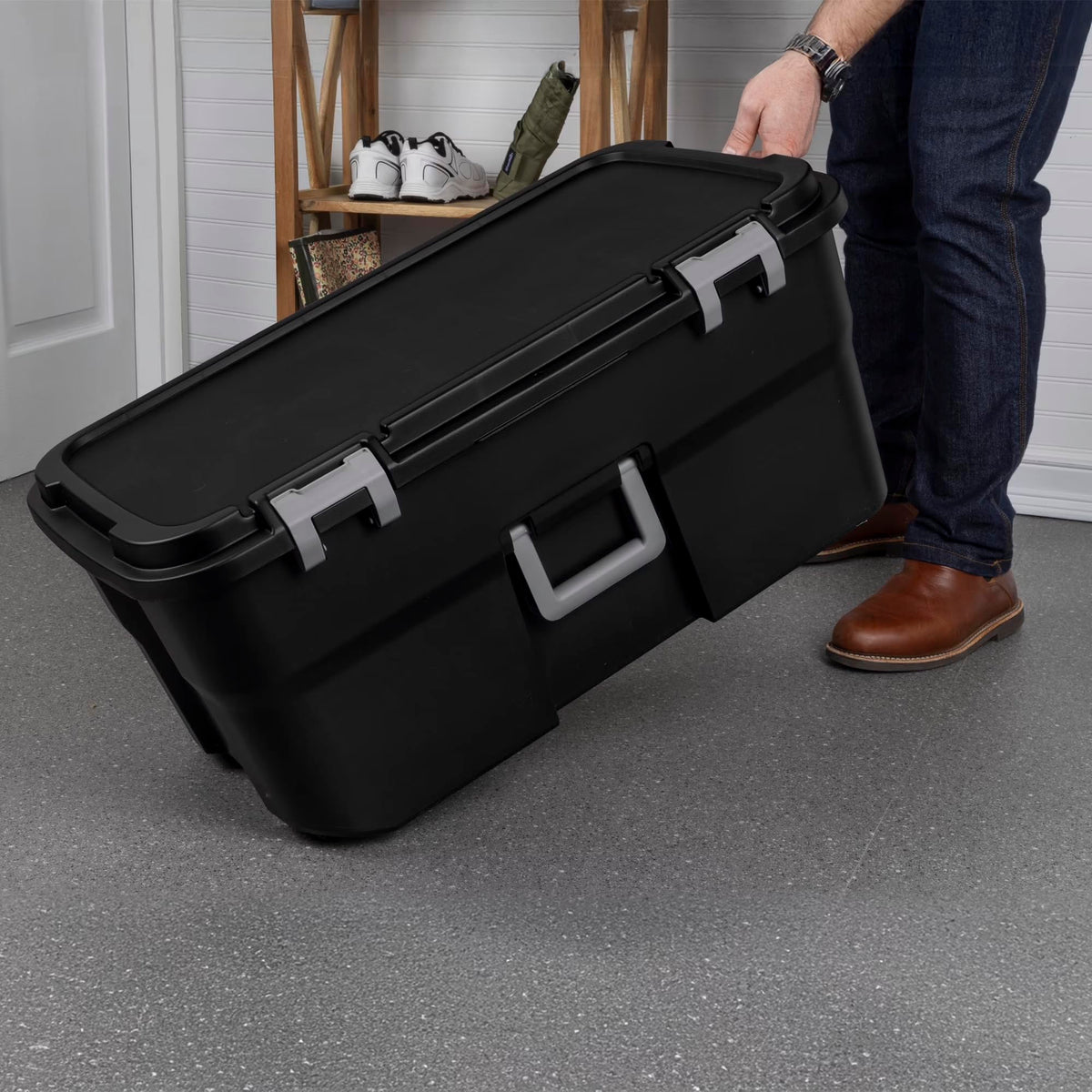 Black 22 Gal Wheeled Polypropylene Storage Trunk F2219
