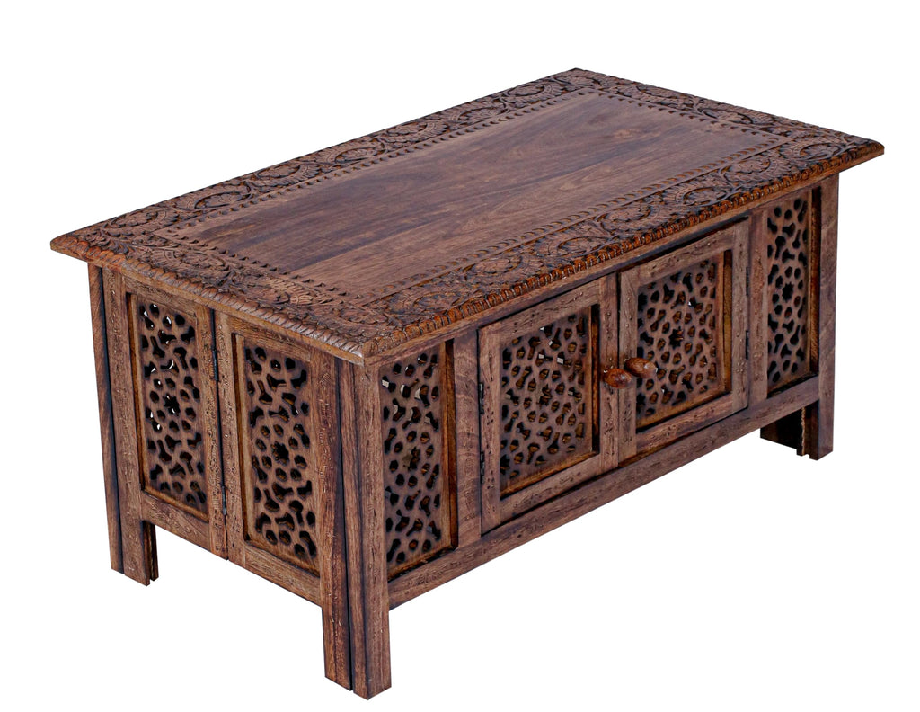 Hand-Carved Mango Wood Coffee Table Q781