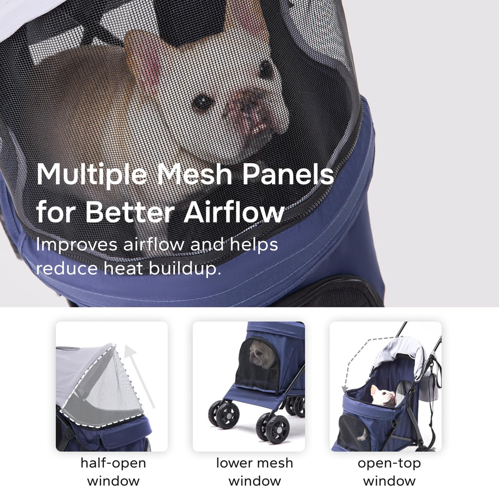 Foldable Pet Stroller for Small Dogs & Cats, 10 lbs, Blue Gray H637723