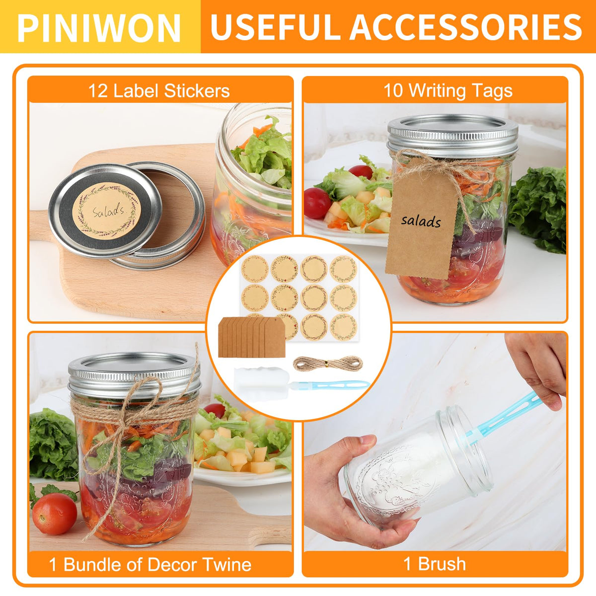 16 oz Wide Mouth Mason Jars 6 Pack K5545