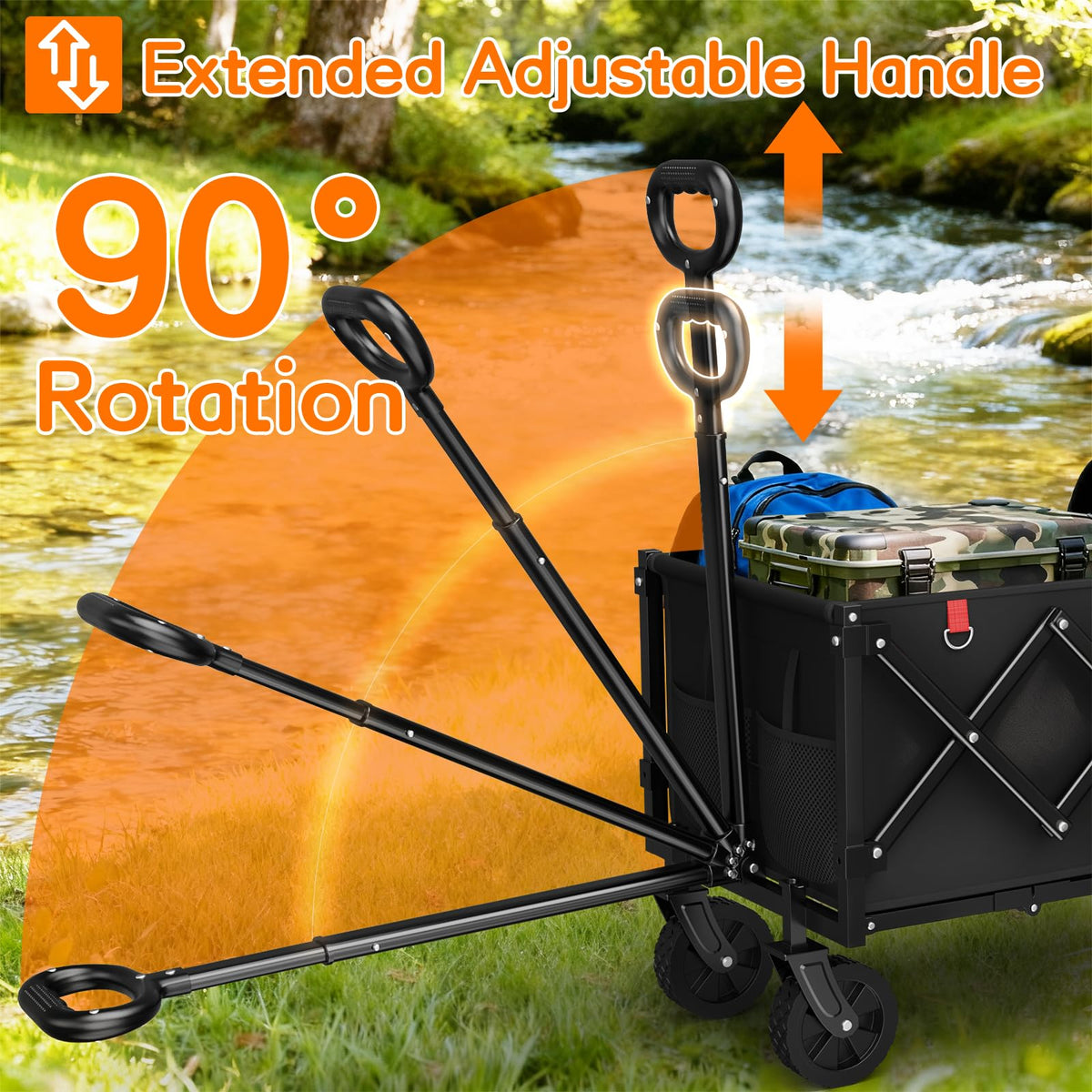 35" Extra Long Foldable Wagon Cart with Wheels M1858