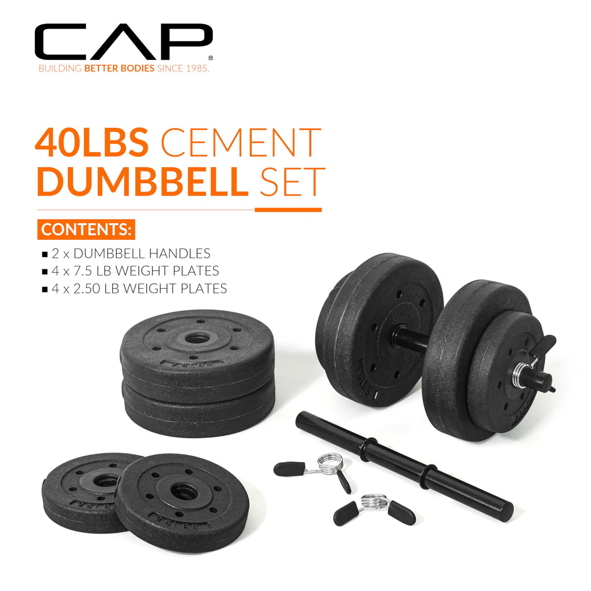 40 LB Adjustable Cement Dumbbell Set X8178