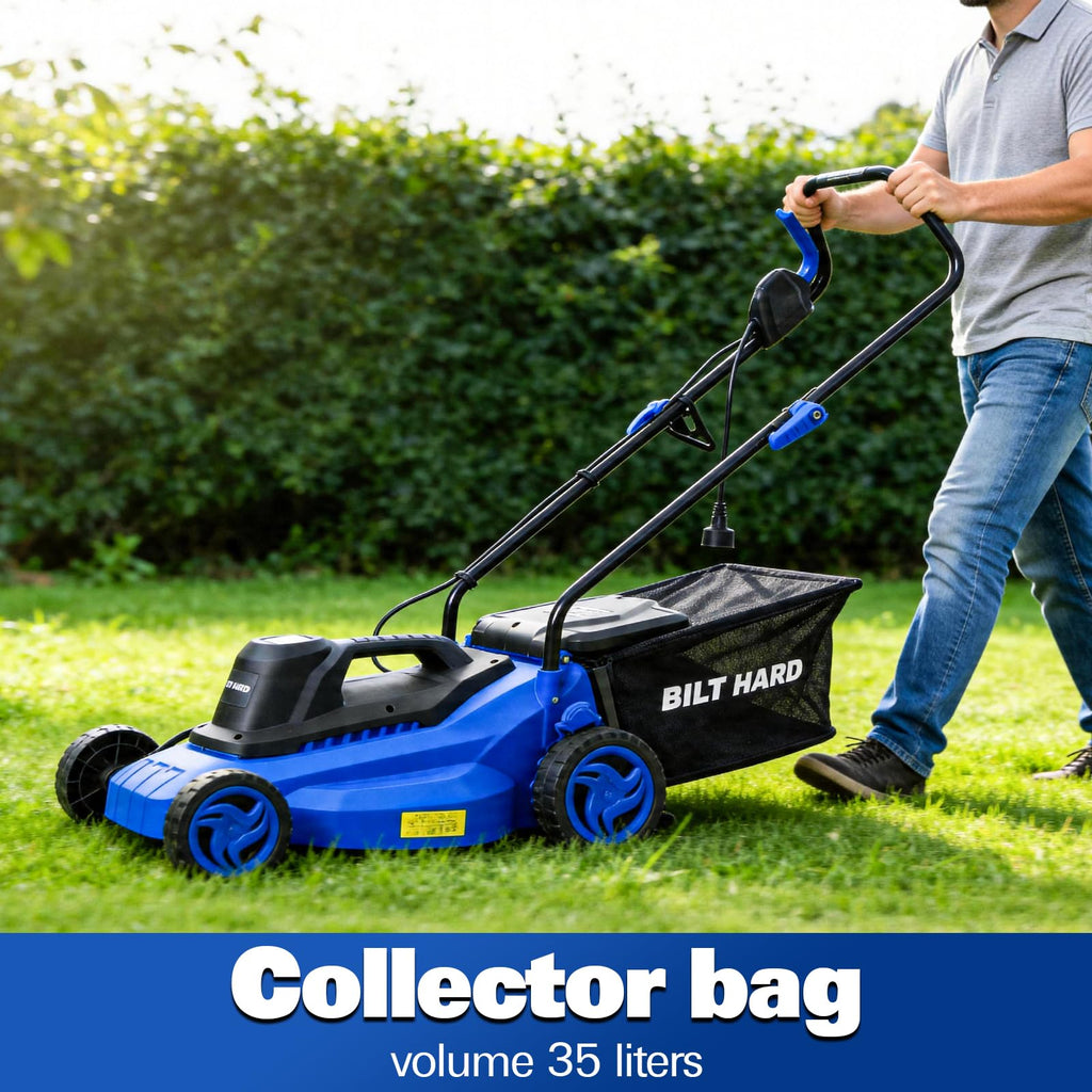 15" Corded Electric Push Mower with 35L Grass Bag N12884