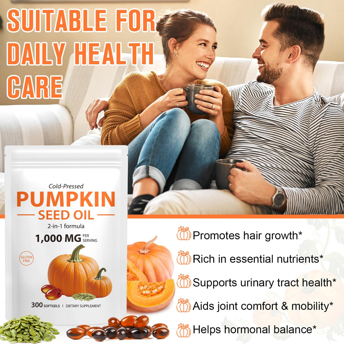 Pumpkin Seed Oil Capsules 1000mg 300 Softgels Z218