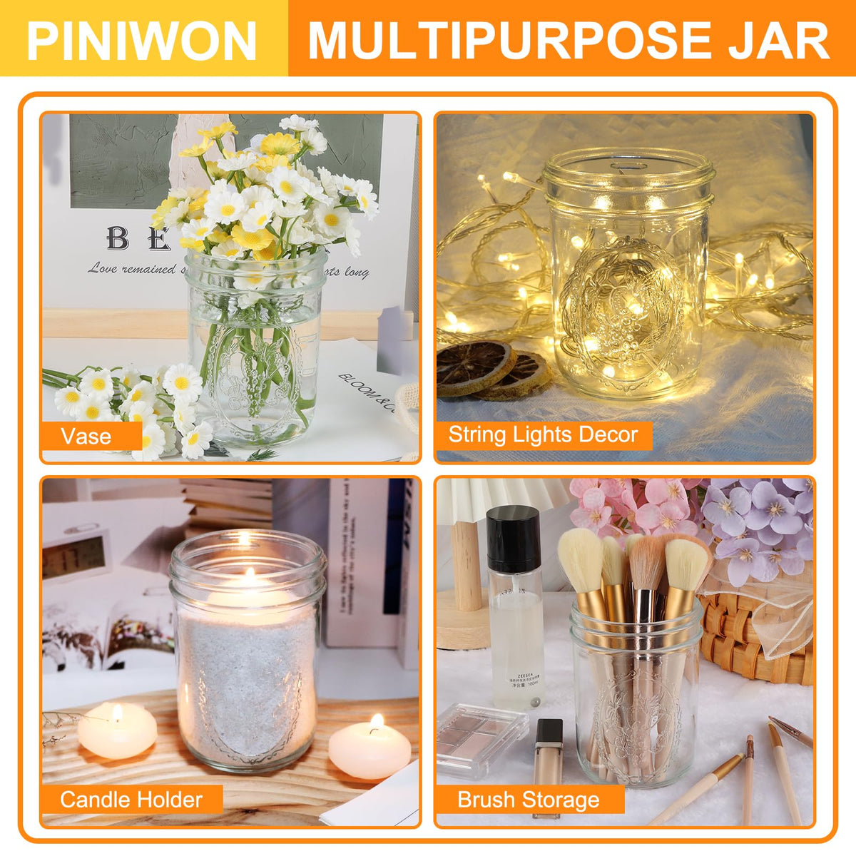 16 oz Wide Mouth Mason Jars 6 Pack K5545