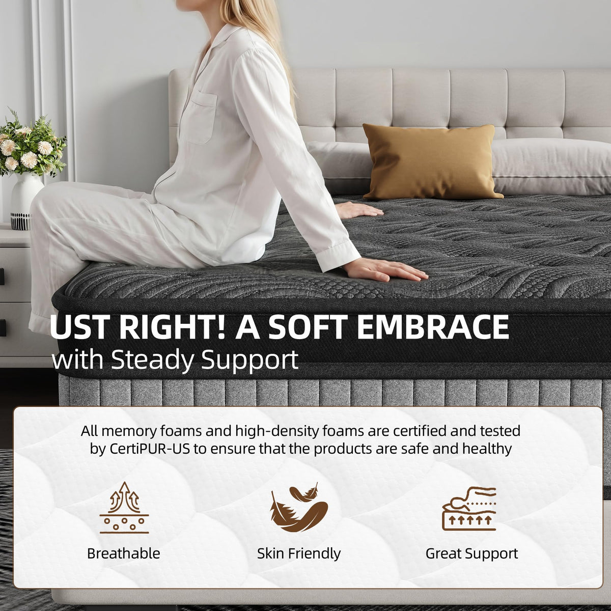 12 Inch Medium Firm Hybrid Mattress with Pocket Spring and Memory Foam V52998