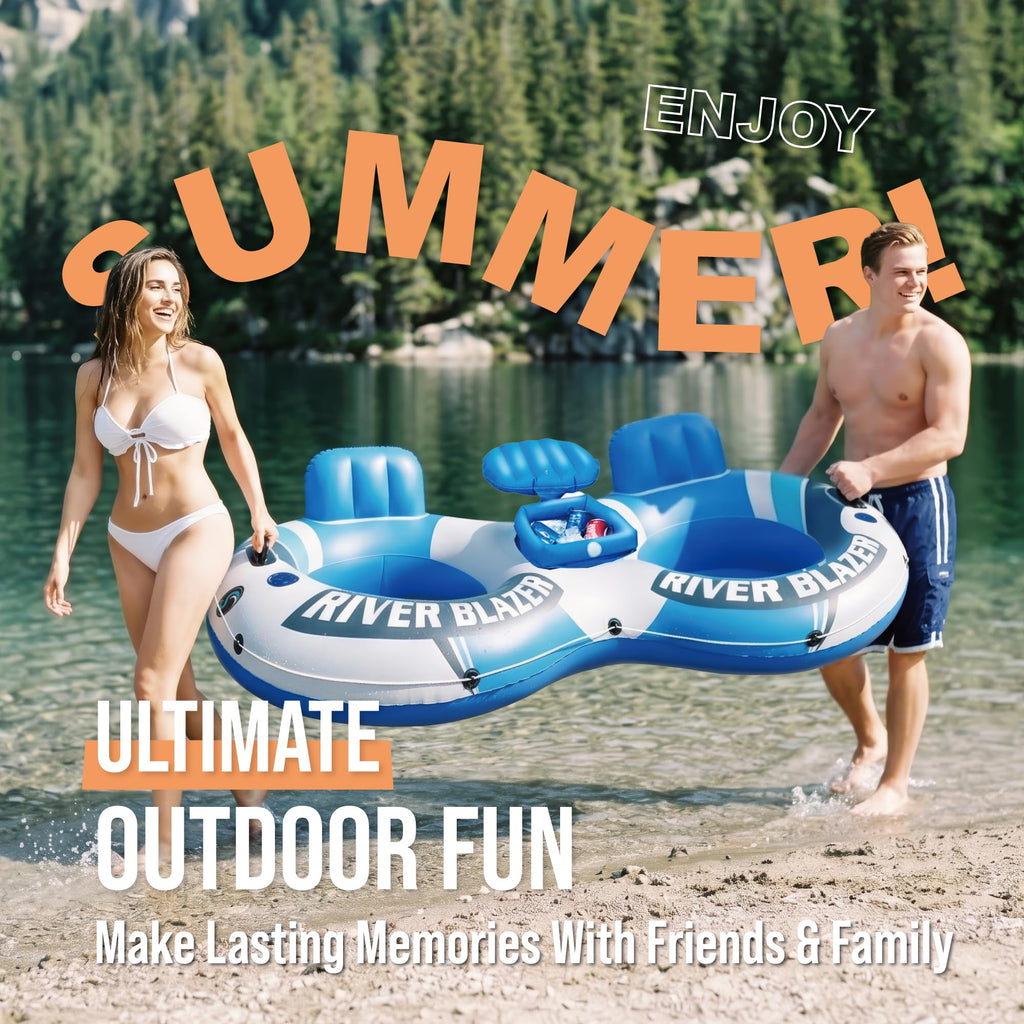 Heavy Duty Inflatable River Tube Float with 2 Cup Holders T512457