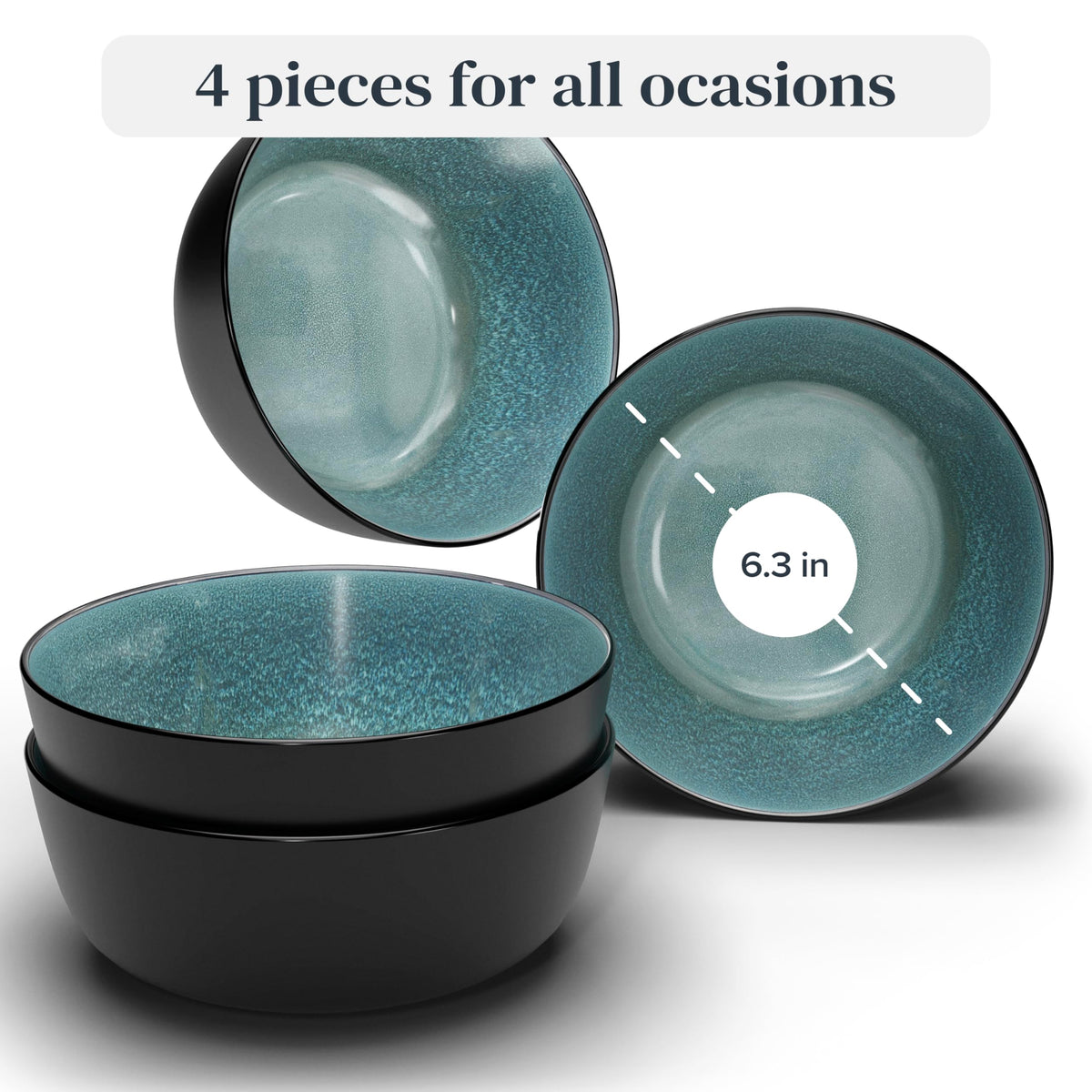 Stoneware Cereal Bowls Set of 4, 27 oz Ceramic Soup Bowl M4601