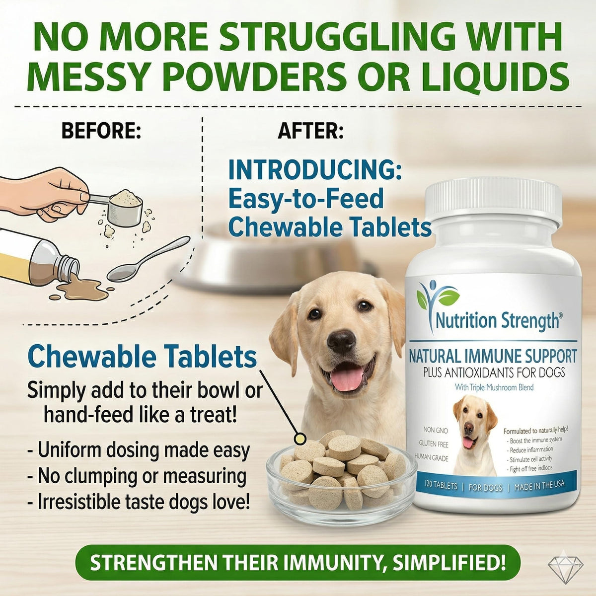 Immune Support for Dogs 120 Chewable Tablets B869