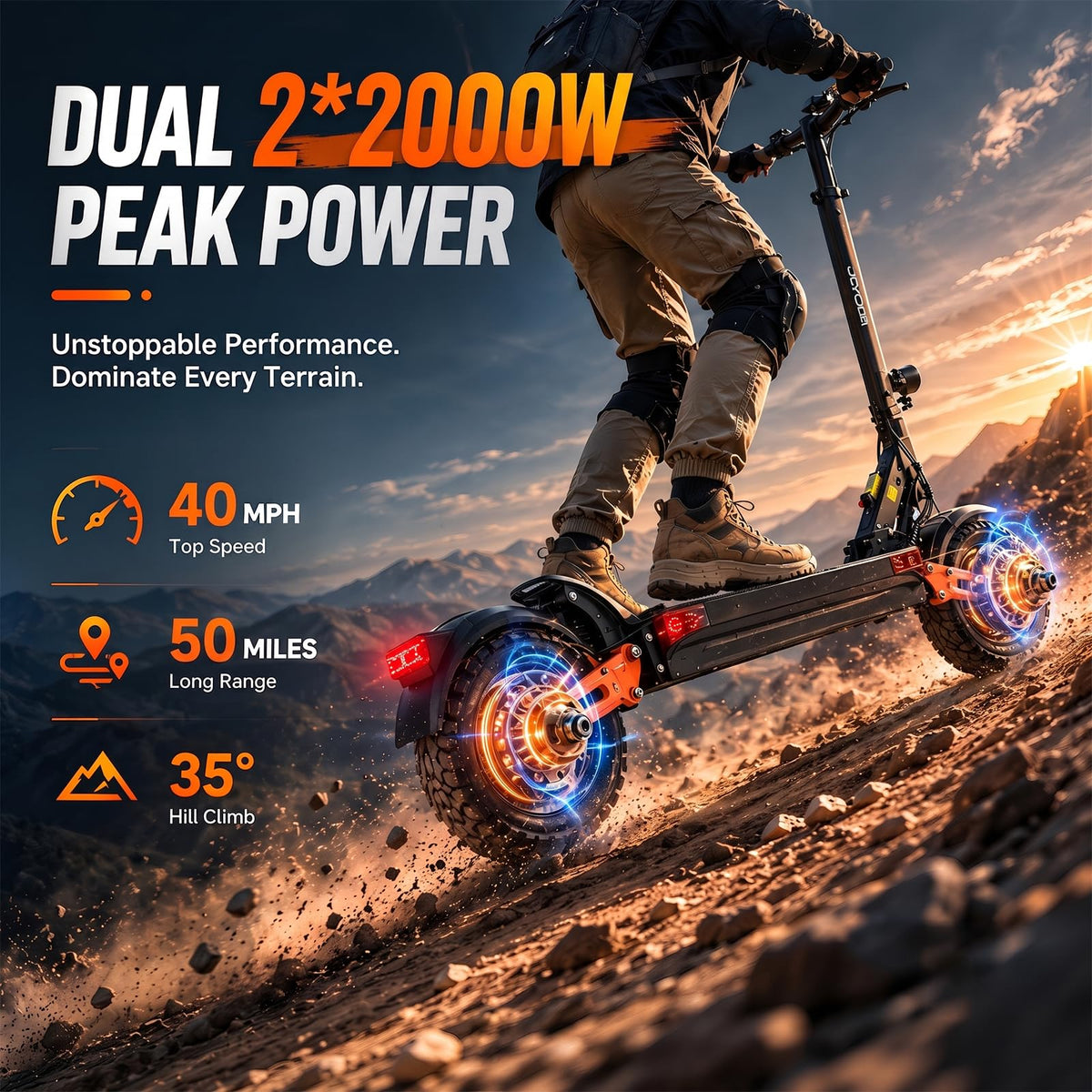 5600W Motor 46 MPH 27Ah Battery 10" Off Road Foldable Electric Scooter W546190