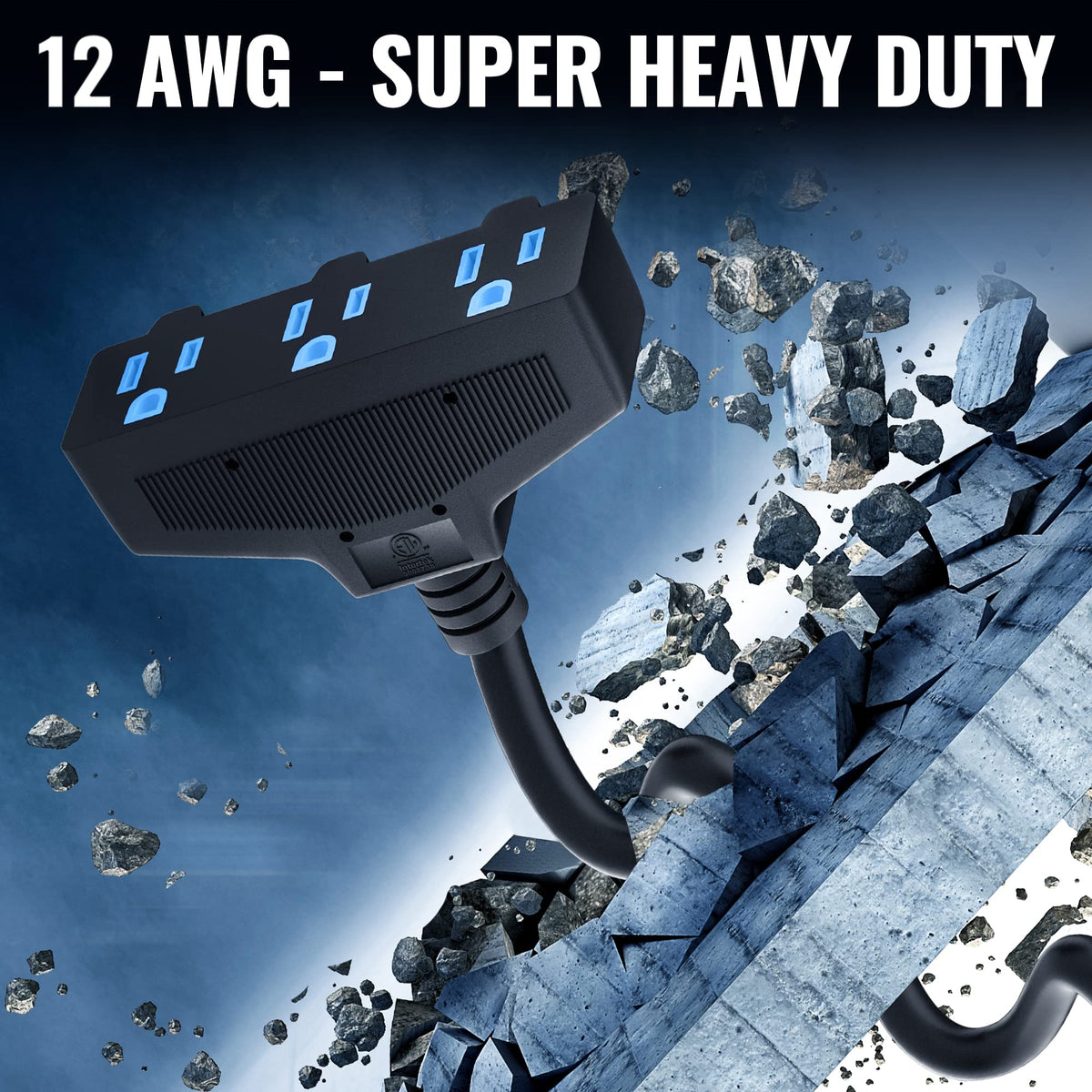 100 Ft 3 Outlet 12 Gauge Heavy Duty Outdoor Extension Cord F2336