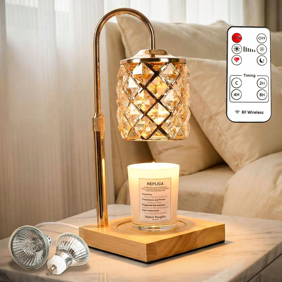 Dimmable Height Adjustable Candle Warmer Lamp with Timer and Remote X8776