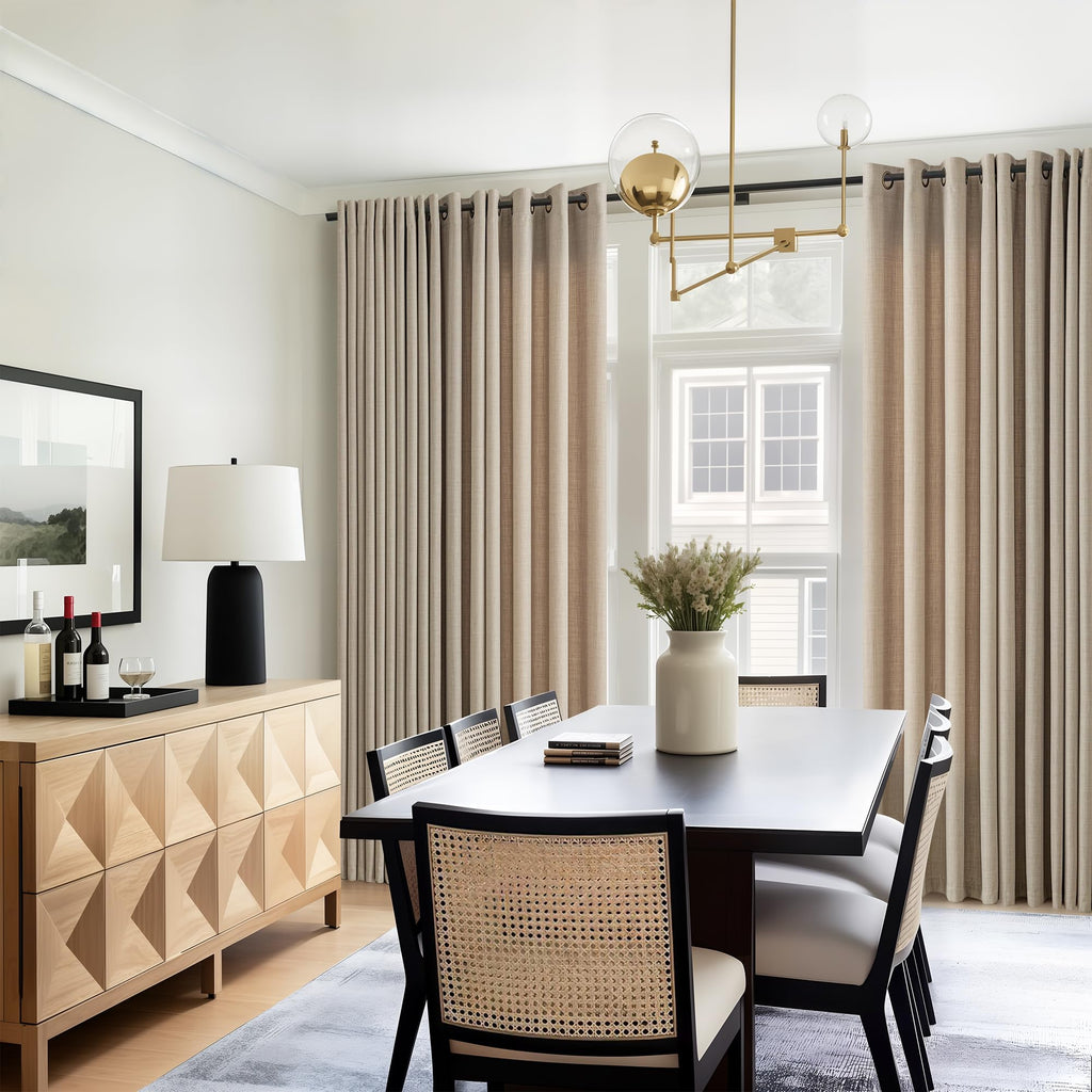 Taupe Linen Textured Grommet Curtains A11367