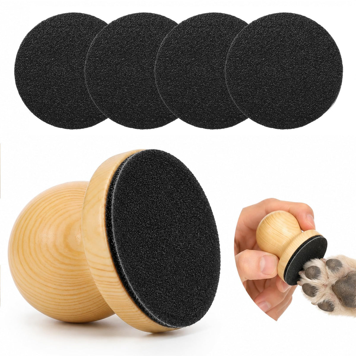 Wooden Dog Nail File Grinder with 4 Sanding Pad G1441