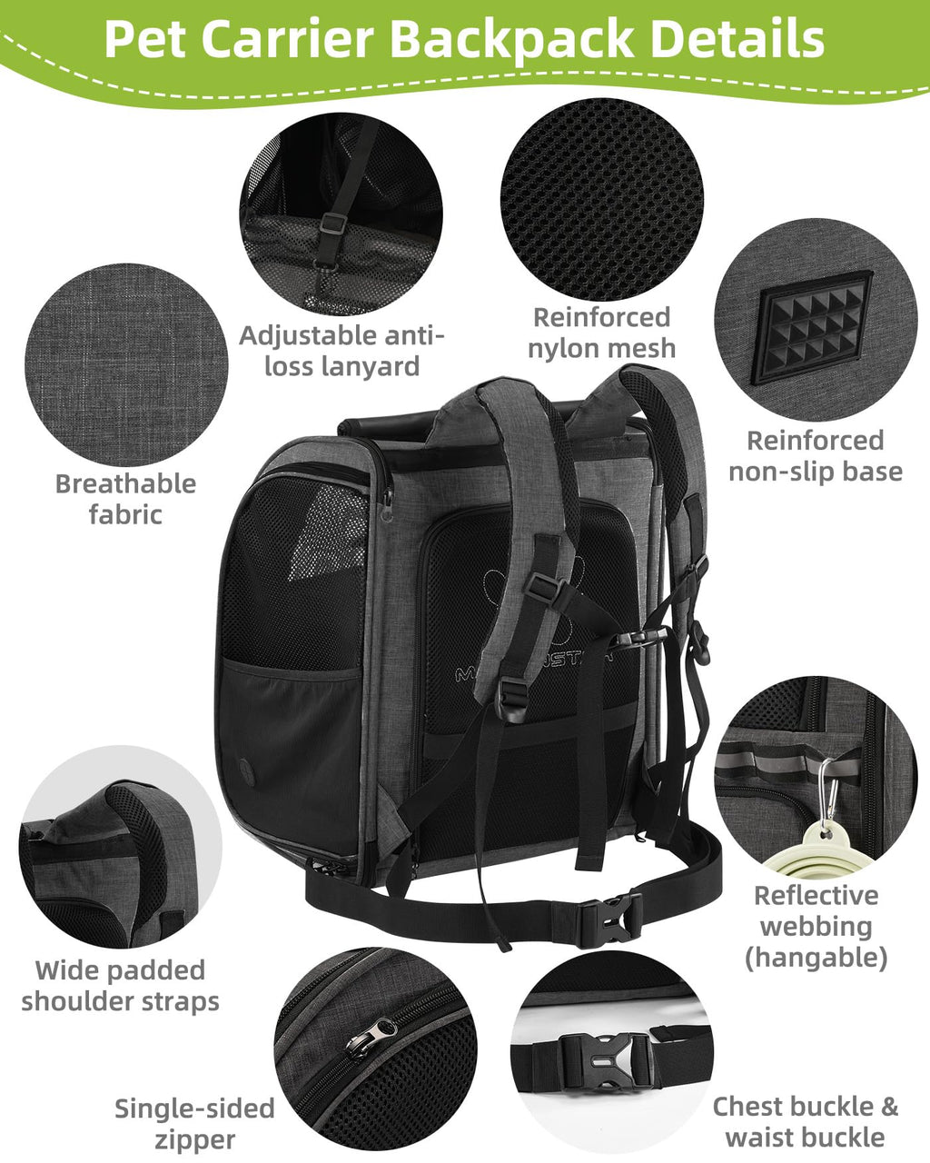 Expandable Breathable Mesh Cat Dog Carrier Backpack N6415