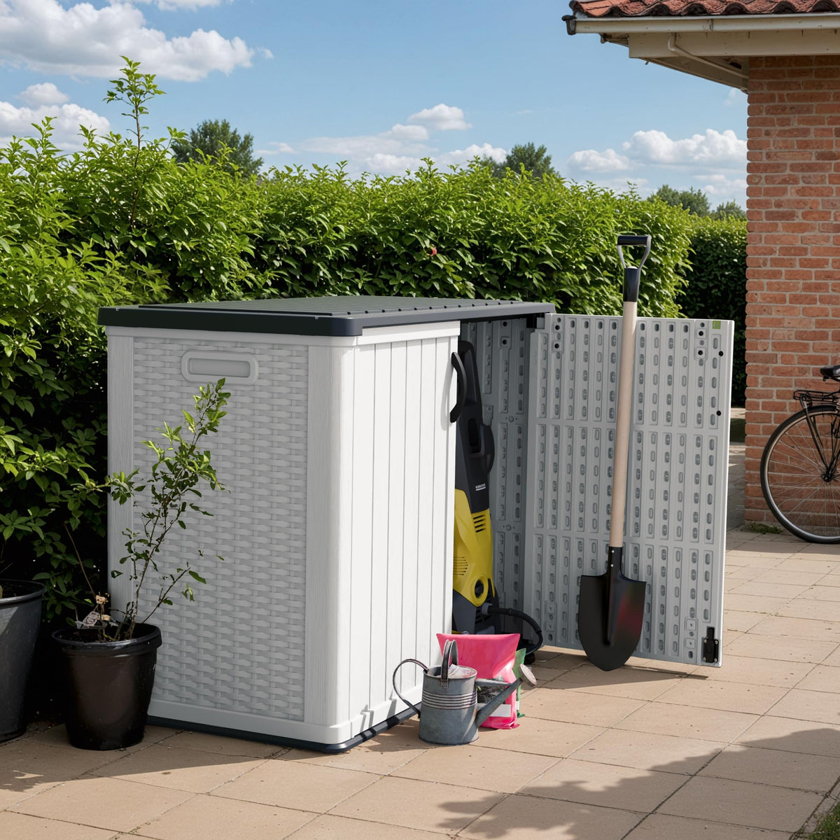 White 26 Cu Ft Lockable Outdoor Storage Cabinet D79944
